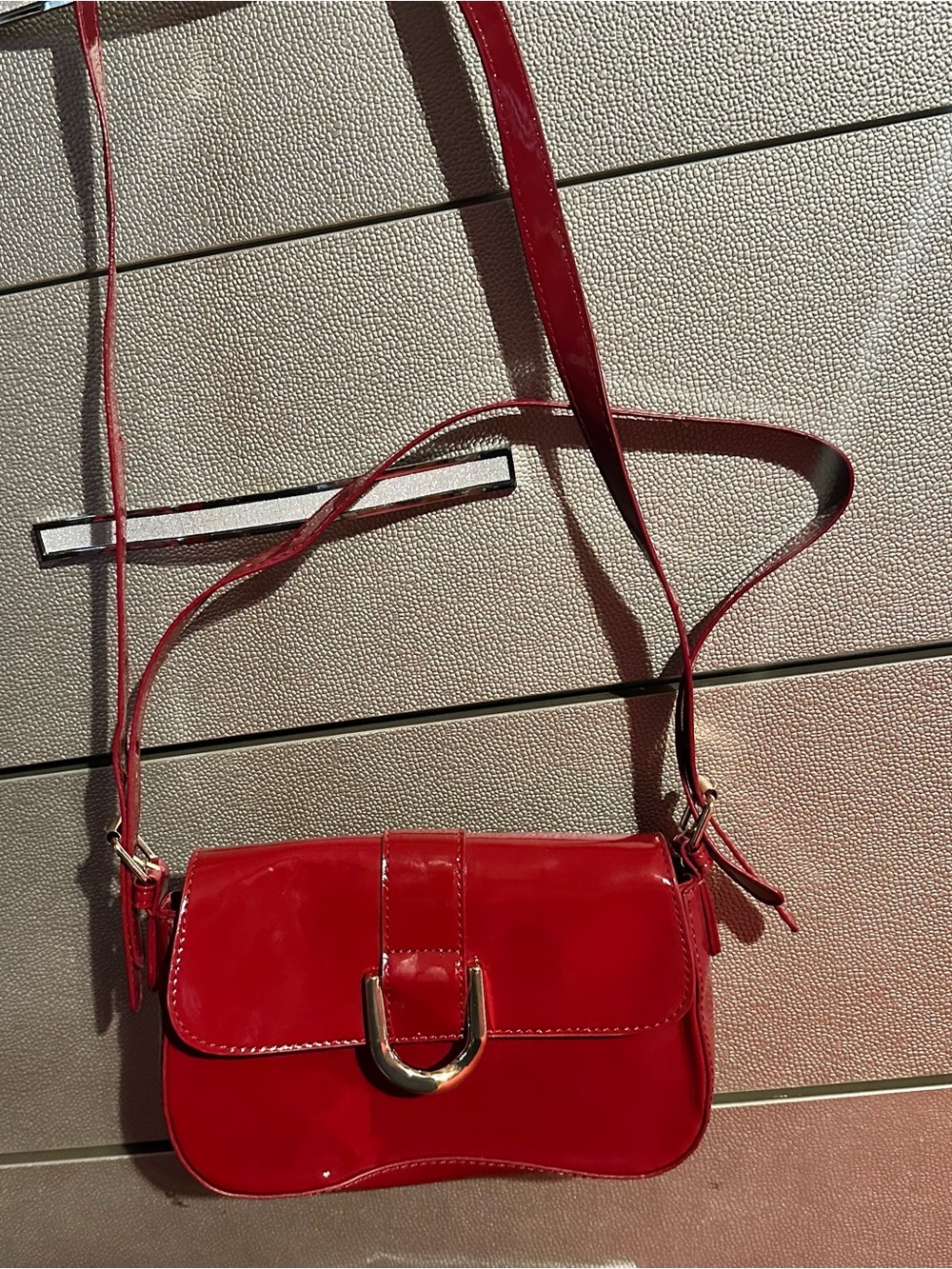 Red Patent Crossbody Shoulder Bag - Women